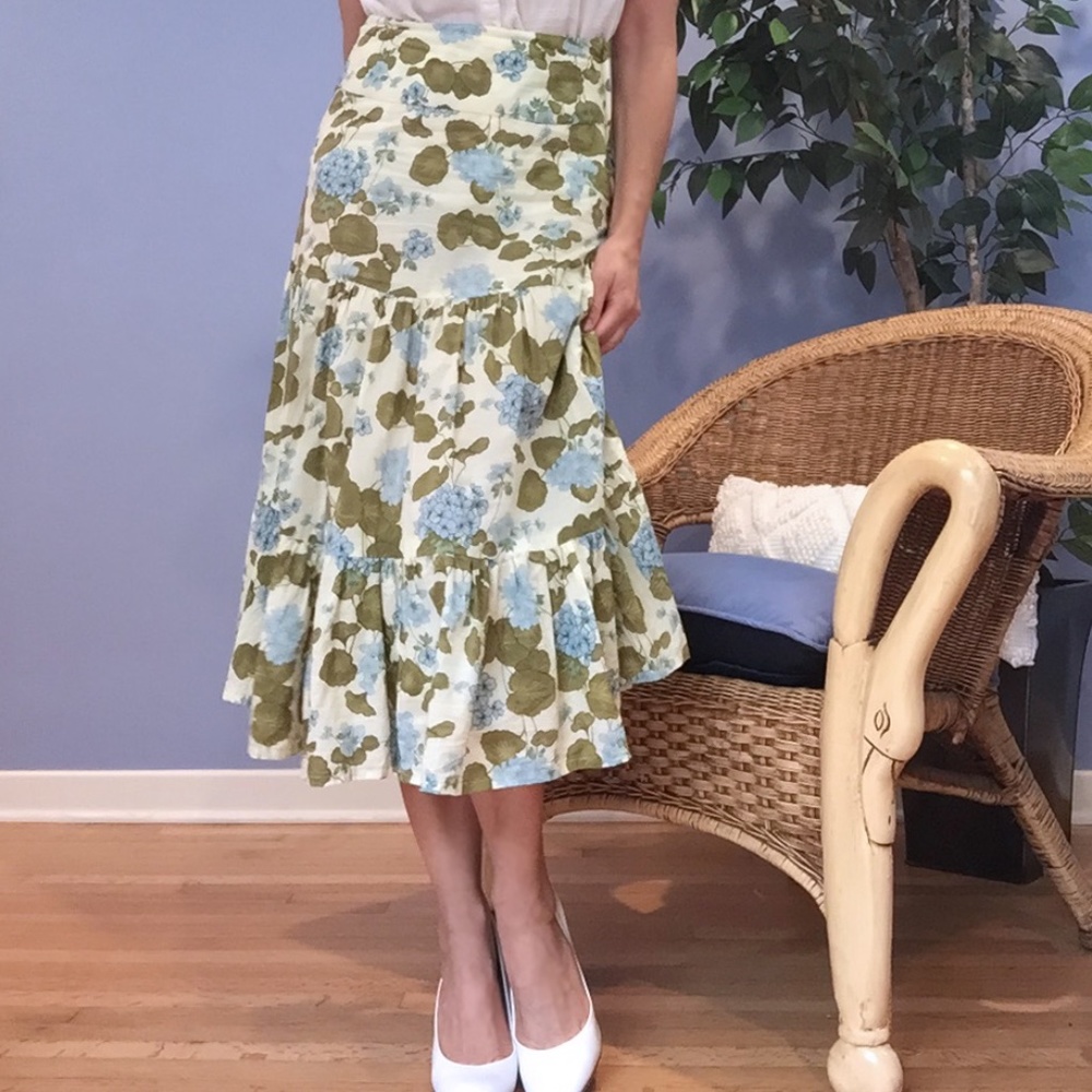 Vintage Cottagecore Floral Midi Skirt